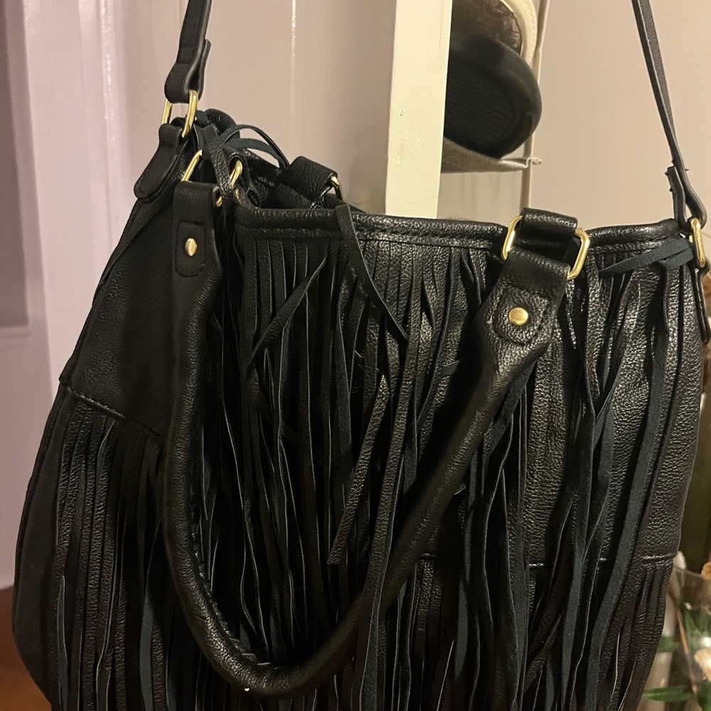 Steve Madden Black Fringe Crossbody Bag